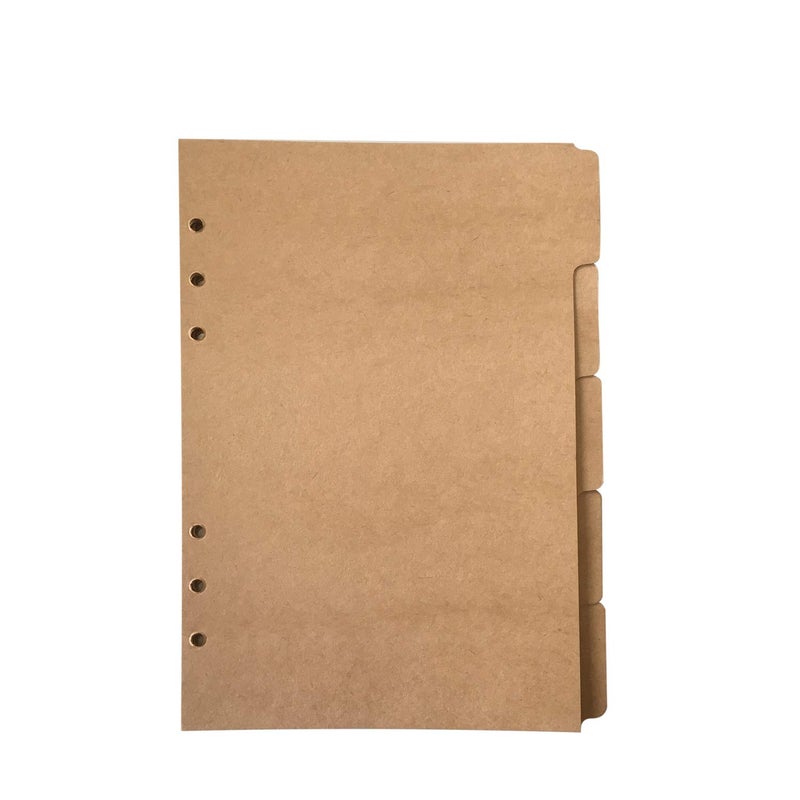 Zelten Index Tabs for A5/A6 6-Holes Cover Round Ring View Binder File Folder Loose Leaf Sheet Protectors Binder Cover Protector (Kraft Paper, A5/21cm*15cm/8.5 Inch) - Image 1